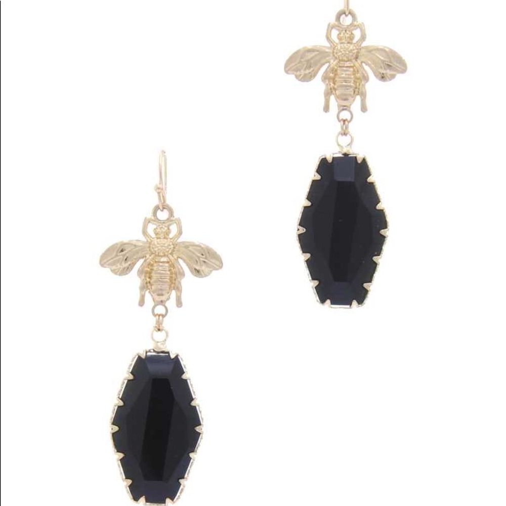NEW✨Insect dangle black stone✨jewel earrings✨